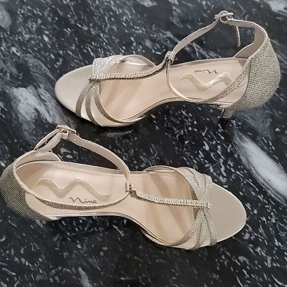 BRAND NEW NINA STRAPPY HEEL SPARKLE&SHINE OPEN TOE SANDAL - Picture 7 of 15